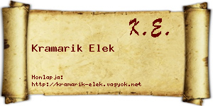 Kramarik Elek névjegykártya